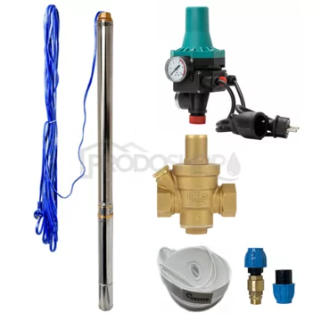 Automatická domácí vodárna s ponorným čerpadlem 3" STM 28 s PC-13+redukční ventil - RTS