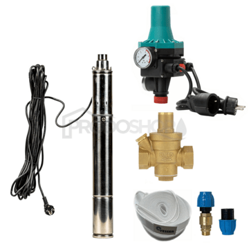 Automata házi vízmű SQIBO-0,75 búvárszivattyúval, BRIO PC-13-mal + nyomáscsökkentő szelep