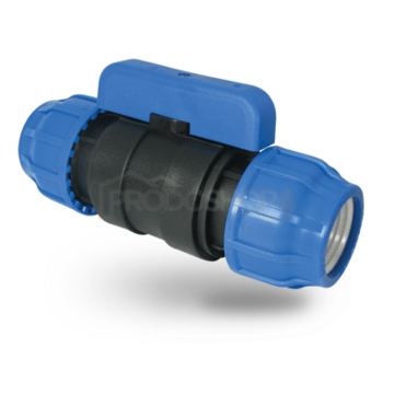 PE integrovaná spojka s guľovým ventilom 63x63