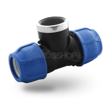 PE T-idom belső menettel 50x5/4"x50 fémgyűrűvel.