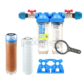 Sada filtra Senior 10" DUO. Komplet pripojenie 1". Filtrácia nečistôt a vodného kameňa (QA CF-SX)