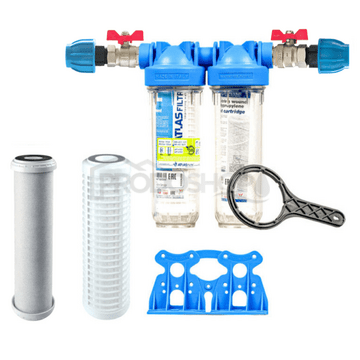 Sada filtra Senior 10" DUO. Komplet pripojenie 3/4". Filtrácia nečistôt, chlóru a zápachu (CB-EC CTO)