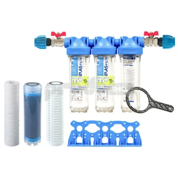 Sada filtru Senior 10" TRIO. Komplet připojení 3/4". Filtrace nečistot, zápachu a chuti (LA-SX)