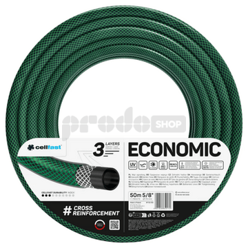 Kertlocsoló tömlő 5/8" 50m ECONOMIC, 20 bar, 3 rétegű