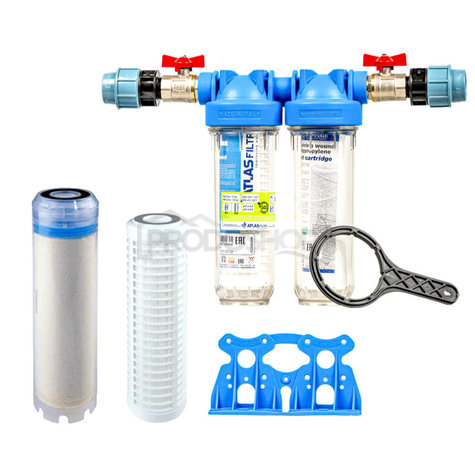 Set filtre Senior 10" DUO. Conexiune completa 1". Reducerea nitraților în apă (QA 10 AF-SX)