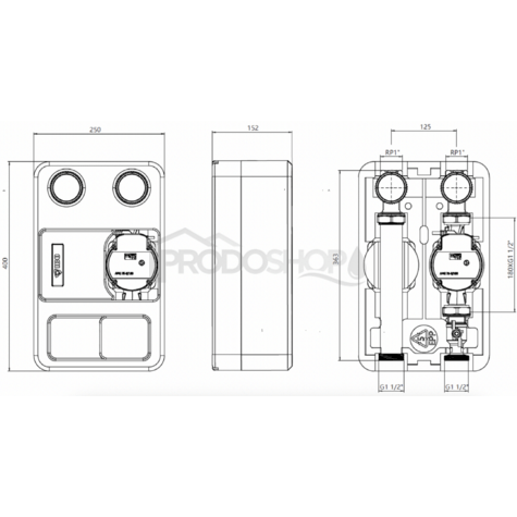 Készlet: MAGI 2 25-60/180 keringető szivattyú hőszigeteléssel, 3 járatú termosztatikus szeleppel és STER-D motorral.
