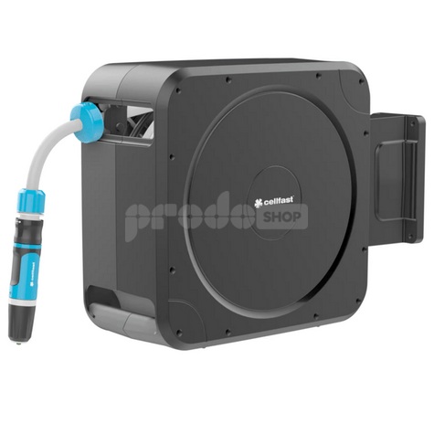 Set: Automatický bubon na hadicu ENERGO, hadica 1/2" 30m + 2m, rýchlospojky a tryska