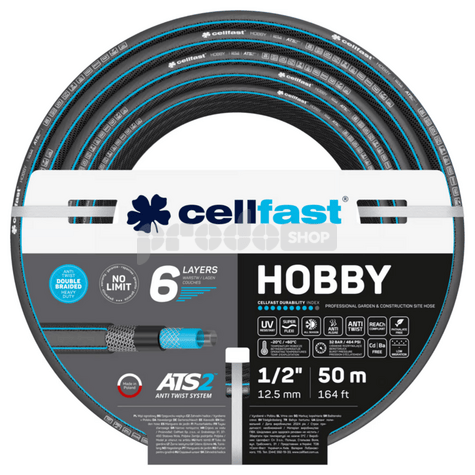 Zahradní hadice 1/2" 50m HOBBY, 32bar, 6 vrstev