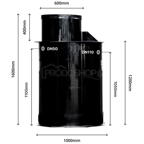Přečerpávací kanalizační šachta KOMPAKT 1600x1000