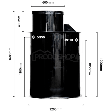 Szivattyús szennyvízakna KOMPAKT MAX 1600x1200