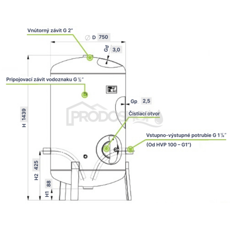 Pozinkovaná tlaková nádoba HVP 500L s vodoznakem 6 bar