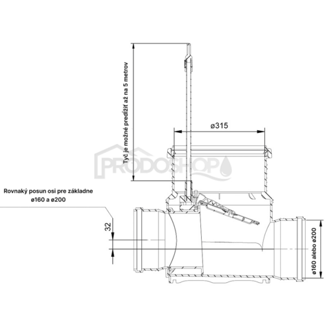 Dno šachty se zpětnou klapkou 315/160