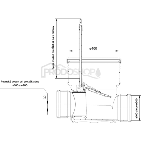Dno šachty se zpětnou klapkou 400/160