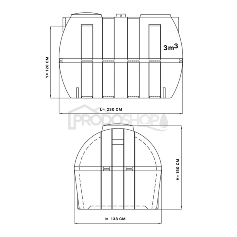 Plastová žumpa, 3000l, DN 110 monolit