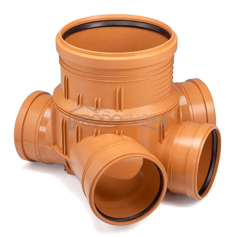 Bekötési rajz: A DN 315 ellenőrző aknának 4 db DN 160 bemenete van.A felszállócsőhöz egy 4000 mm hosszú ø315 sima csövet használnak.