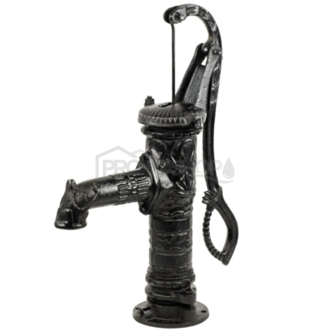 Schéma zapojení: Ruční čerpadlo NP 75 Nostalgie má pracovní píst přímo ve výtokovém stojanu. Umožňuje čerpání vody z hloubky 7 m.