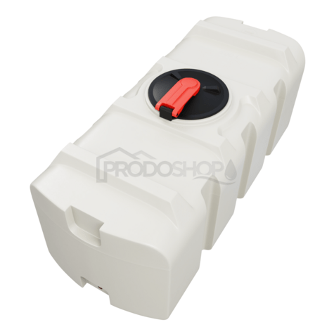 Schéma zapojení: Bílá plastová nádrž SK 301 E  pro přepravu vody a jiných tekutin. Nádrž má speciálně těsnější víko. V nádrži lze uskladnit naftu.