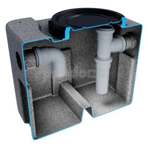 Schéma zapojení: Separátor tuků 40 je účinným a praktickým řešením pro kuchyňské odtoky. Spolehlivý pomocník pro čistou kuchyni.