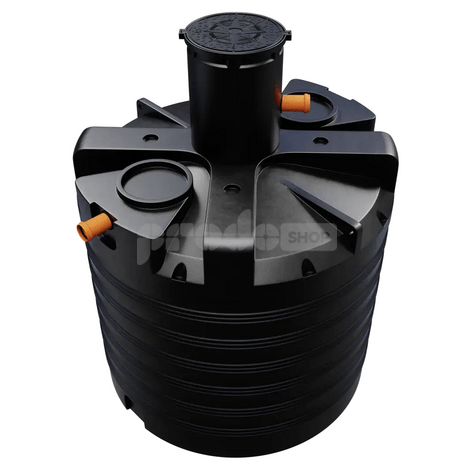 Bekötési rajz: A V 8000L földalatti műanyag víztartály alacsony profilú és tartós kialakítású. Fedéllel, 2x DN Ø110x500 mm-es fúvókához való adapterekkel és 1x Ø110 mm-es fúvókához szállítjuk. Forgóöntéssel, hegesztések és varratok nélkül készül a maximális tömörség érdekében.