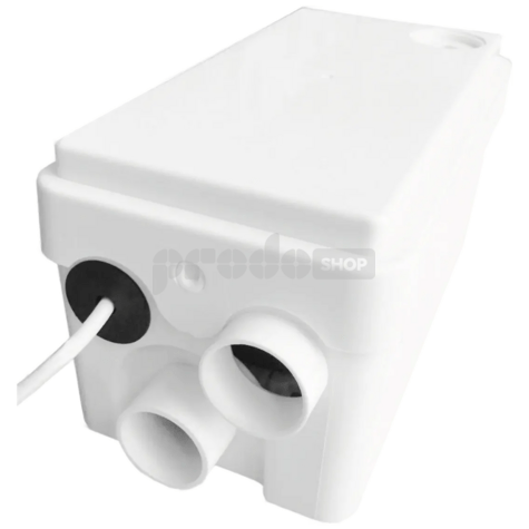 Schéma zapojení: AQUASAN Mini je přečerpávací čerpadlo na koupelnu a kuchyň se 2 otvory pro připojení