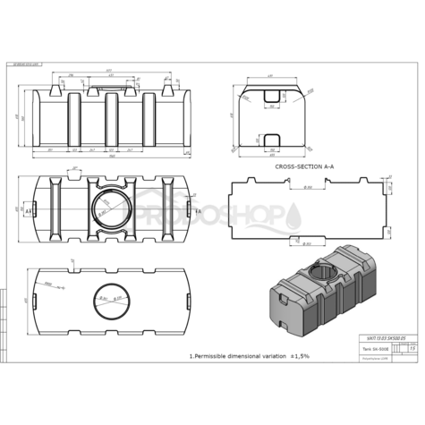 Schéma zapojení: Bílá plastová nádrž SK 301 E  pro přepravu vody a jiných tekutin. Nádrž má speciálně těsnější víko. V nádrži lze uskladnit naftu.2