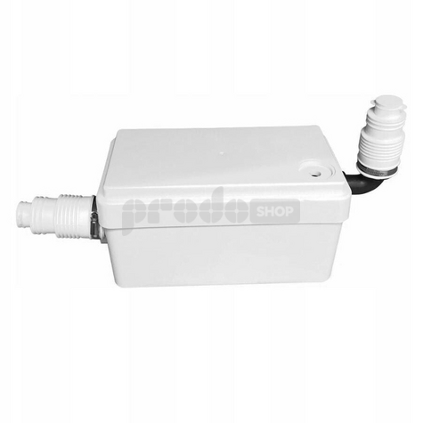 Schéma zapojení: AQUASAN Mini je přečerpávací čerpadlo na koupelnu a kuchyň se 2 otvory pro připojení2