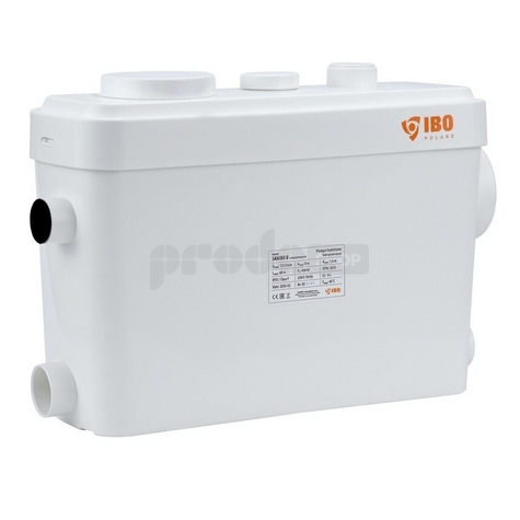 Schéma zapojení: SANIBO B je přečerpávací čerpadlo pro splachování WC s účinným drtičem z nerezové oceli AISI 304 a bočním vstupem.3