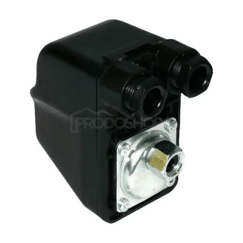 Bekötési rajz: Állítható nyomáskapcsoló BSK-3A egyfázisú szivattyúkhoz (380V). Tartomány 2,8-4,2 bar.