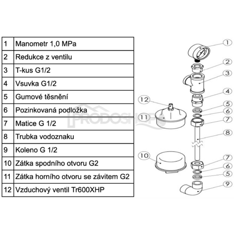 Schéma zapojení: Použití tlakové nádoby HVP 200L