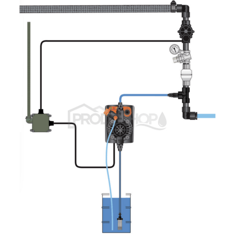 Schéma zapojení: Zapojení dávkovacího čerpadla ETATRON PKX-MA